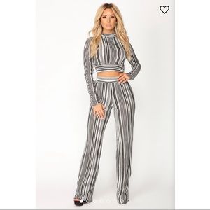 Fashion nova Henrietta Pants Set - Black/White